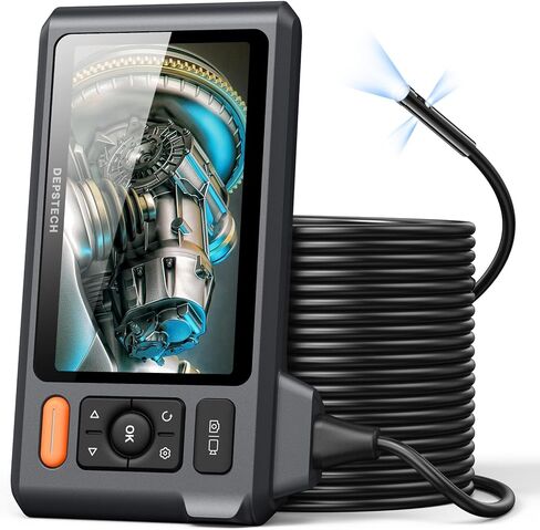 Triple Lens Sewer Inspection Camera with 50FT Semi-Rigid Cable, DEPSTECH 5"IPS Screen Endoscope Camera with Lights, 1080P Industrial Borescope, Split Screen, Waterproof Drain Pipe Camera,Carrying Case in Saudi Arabia
