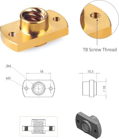 Redrex 365mm T8 Z Axis Lead Screw Z Rod Stainless Steel Threaded Rod with Brass Nut Z-axis Upgrade Kit for Ender 3 V2/Ender 3 V2 Neo/Ender 3 Pro/Ender 3/Ender 3 Neo/Voxelab 3D Printer in Saudi Arabia