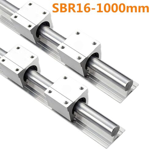 قطعتان من دليل السكك الحديدية الخطية SBR16-2000mm + 4 قطع SBR16UU كتلة محمل منزلق من النوع المربع، السكك الحديدية الخطية 16 مم الطول الإجمالي 78.7 بوصة/2000 مم للسكك الحديدية الخطية المدعومة بالكامل in Kuwait