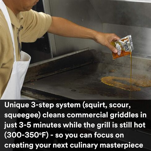 3M Scotch-Brite Griddle Cleaning, Quick Clean Liquid 700-40, 3.2 Oz Packet, 40/Pack, Heavy Duty, Cleans in 3-5 Minutes, for Baked on Food and Cooking Oils, Use on Hot or Cool Griddle in Saudi Arabia