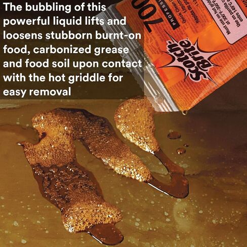 3M Scotch-Brite Griddle Cleaning, Quick Clean Liquid 700-40, 3.2 Oz Packet, 40/Pack, Heavy Duty, Cleans in 3-5 Minutes, for Baked on Food and Cooking Oils, Use on Hot or Cool Griddle in Saudi Arabia