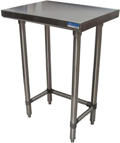 BK Resources NSF Stainless Steel Table, 30"x18", Commercial Restaurant Work/Prep Table, 18 ga T-304 Stainless Steel Top, Open Base, and Adjustable Feet, Reinforced with Channels in Saudi Arabia