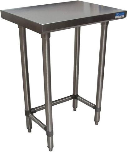 BK Resources NSF Stainless Steel Table, 30"x18", Commercial Restaurant Work/Prep Table, 18 ga T-304 Stainless Steel Top, Open Base, and Adjustable Feet, Reinforced with Channels in Saudi Arabia