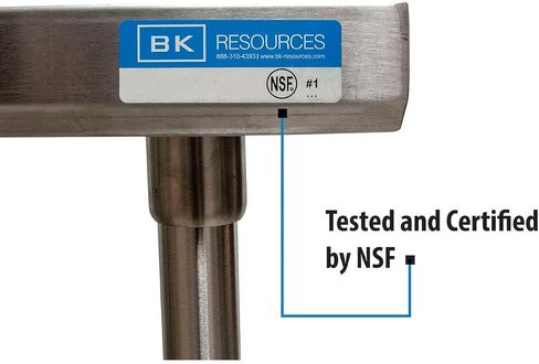 طاولة BK Resources NSF من الفولاذ المقاوم للصدأ، مقاس 30 بوصة × 18 بوصة، طاولة عمل/إعداد للمطاعم التجارية، سطح من الفولاذ المقاوم للصدأ مقاس 18 جيجا T-304، دعامات وأرجل، قاعدة مفتوحة، وأقدام قابلة للتعديل، معززة بقنوات in Kuwait