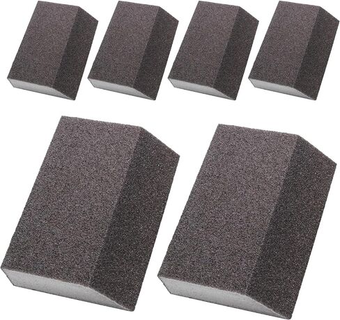 Luomorgo 6 Pcs 80 Grit Sanding Sponge, Coarse Sponge Sanding Blocks Set, Reusable Wet Dry Sanding Sponges for Metal, Drywall, Plastic, Wood, Paint (Rectangled) in Saudi Arabia