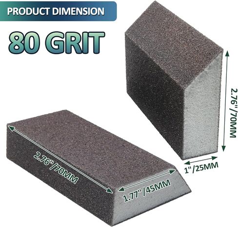 Luomorgo 6 Pcs 80 Grit Sanding Sponge, Coarse Sponge Sanding Blocks Set, Reusable Wet Dry Sanding Sponges for Metal, Drywall, Plastic, Wood, Paint (Rectangled) in Saudi Arabia