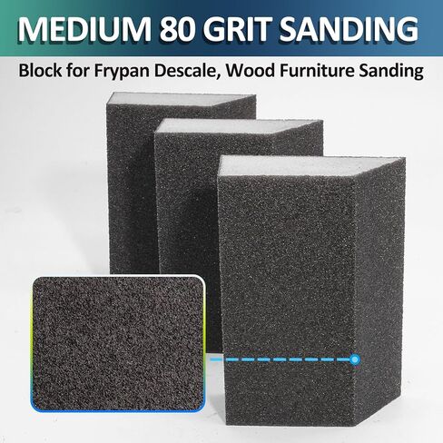 Luomorgo 6 Pcs 80 Grit Sanding Sponge, Coarse Sponge Sanding Blocks Set, Reusable Wet Dry Sanding Sponges for Metal, Drywall, Plastic, Wood, Paint (Rectangled) in Saudi Arabia