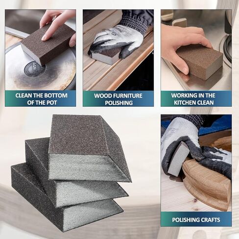 Luomorgo 6 Pcs 80 Grit Sanding Sponge, Coarse Sponge Sanding Blocks Set, Reusable Wet Dry Sanding Sponges for Metal, Drywall, Plastic, Wood, Paint (Rectangled) in Saudi Arabia