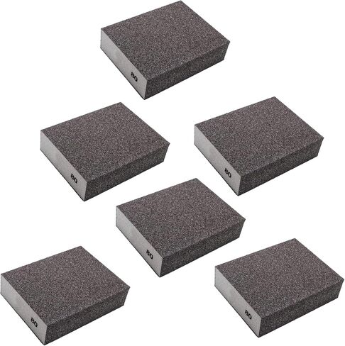 Luomorgo 6 Pcs 80 Grit Sanding Sponge, Coarse Sponge Sanding Blocks Set, Reusable Wet Dry Sanding Sponges for Metal, Drywall, Plastic, Wood, Paint (Rectangled) in Saudi Arabia