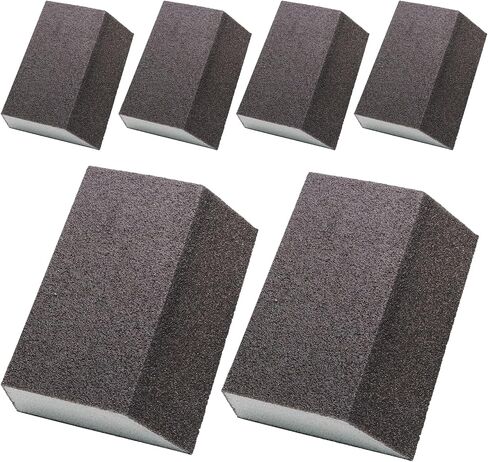 Luomorgo 6 Pcs 80 Grit Sanding Sponge, Coarse Sponge Sanding Blocks Set, Reusable Wet Dry Sanding Sponges for Metal, Drywall, Plastic, Wood, Paint (Rectangled) in Saudi Arabia