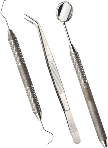 مجموعة فحص الأسنان، ملاقط مرآة ذات سطح مقاوم للانزلاق | أدوات طب الأسنان مجموعة أدوات العناية بالفم واستخدام العناية بالفم للحيوانات الأليفة | طقم أدوات نظافة الأسنان من الفولاذ المقاوم للصدأ ماركة ARTMAN in Kuwait