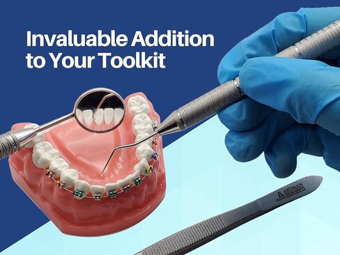 مجموعة فحص الأسنان، ملاقط مرآة ذات سطح مقاوم للانزلاق | أدوات طب الأسنان مجموعة أدوات العناية بالفم واستخدام العناية بالفم للحيوانات الأليفة | طقم أدوات نظافة الأسنان من الفولاذ المقاوم للصدأ ماركة ARTMAN in Kuwait