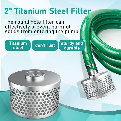 مجموعة مضخة خرطوم التفريغ، تتضمن خرطوم غسيل خلفي من مادة PVC باللون الأزرق مقاس 2 × 50 بوصة وخرطوم شفط PVC أخضر مقاس 2 × 24.5 بوصة مع تركيبات قفل كامة من الألومنيوم، ومصفاة شفط بفتحة مستديرة من الفولاذ، وكاميرا، ومحول أخدود in Kuwait