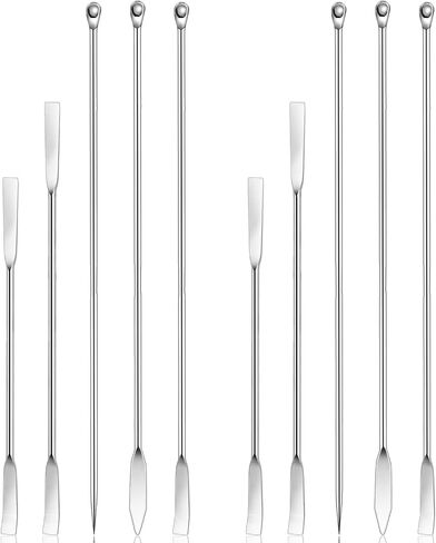 10Pack Stainless Steel Lab Spatula Micro Scoop, Mini Metal Spatula Micro Sampling Scoop Double Ended Mixing Spoon Spatulas Micro Measuring Spoons Reagent Laboratory Spoon for Powders Gel Cap Filler in Saudi Arabia