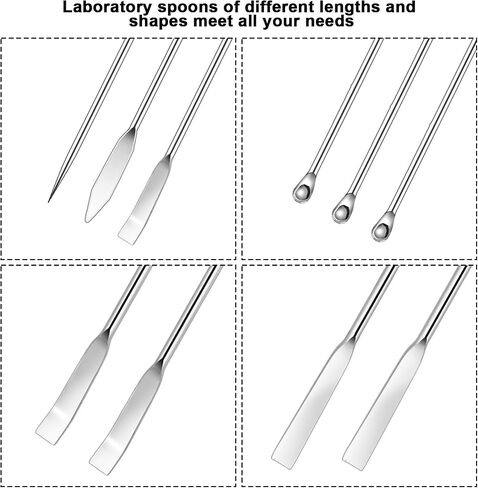 10Pack Stainless Steel Lab Spatula Micro Scoop, Mini Metal Spatula Micro Sampling Scoop Double Ended Mixing Spoon Spatulas Micro Measuring Spoons Reagent Laboratory Spoon for Powders Gel Cap Filler in Saudi Arabia
