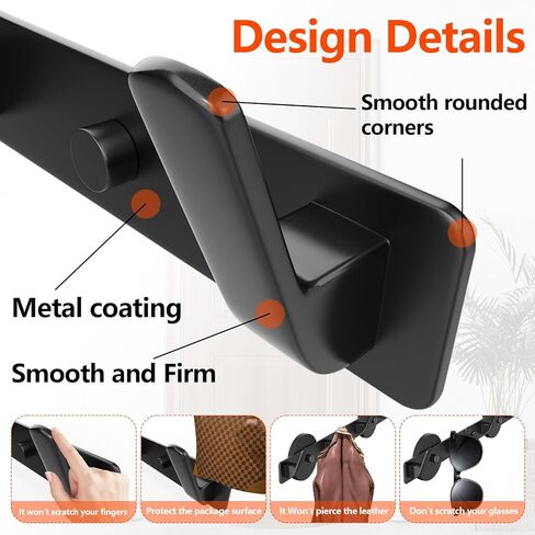 خطافات حامل المعاطف المغناطيسية، خطافات مغناطيسية قوية لتعليق المعاطف والحقائب، رف تعليق مغناطيسي للباب المعدني/الثلاجة/الغسالة/خزانة المكتب، أسود (4 خطافات) in Kuwait