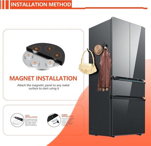 خطافات حامل المعاطف المغناطيسية، خطافات مغناطيسية قوية لتعليق المعاطف والحقائب، رف تعليق مغناطيسي للباب المعدني/الثلاجة/الغسالة/خزانة المكتب، أسود (4 خطافات) in Kuwait