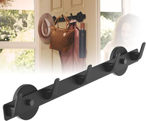 Magnetic Coat Rack Hooks, Strong Magnetic Hooks for Hanging Coats and Bags, Magnetic Hanging Coat Rack for Metal Door/Refrigerator/Washing Machine/Office Locker, Black(4 Hooks) in Saudi Arabia