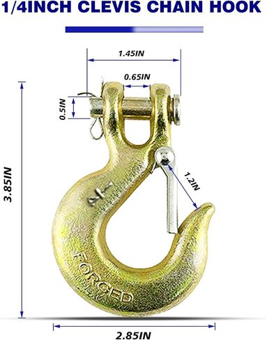 12 خطاف سلسلة مع مزلاج أمان، خطافات سلسلة أمان 1/4 بوصة، خطاف سحب G70 Clevis شديد التحمل، فتحة 1/2 بوصة، سعة 12,600 رطل in Saudi Arabia
