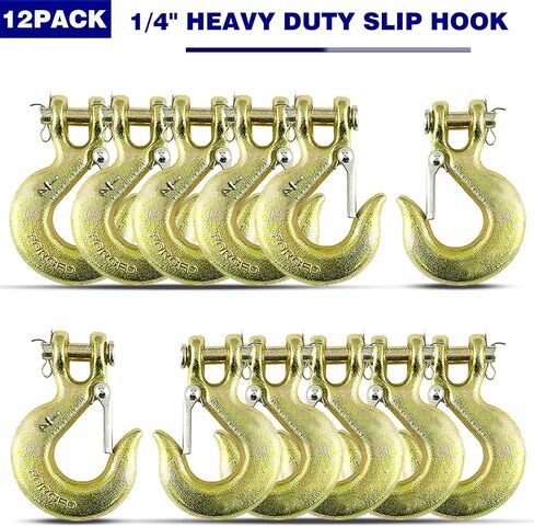 12 خطاف سلسلة مع مزلاج أمان، خطافات سلسلة أمان 1/4 بوصة، خطاف سحب G70 Clevis شديد التحمل، فتحة 1/2 بوصة، سعة 12,600 رطل in Saudi Arabia
