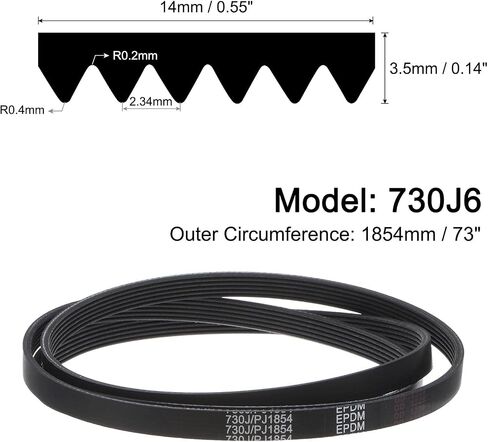 uxcell 900J6 PJ V-Ribbed Belt 6 Ribs 90" Length x 0.55" Width, EPDM Poly V Belt in Kuwait