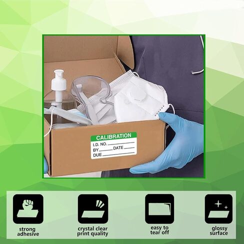 ملصقات معايرة ذاتية التصفيح مقاس 2 × 1 بوصة - ملصقات معايرة للكتابة مع غطاء لمعايرة NIST، معايرة ISO-900 128 ملصقًا in Kuwait