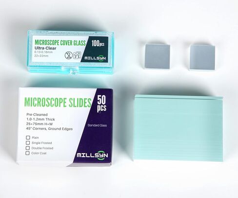 50 pcs Microscope Slides Blank Plain, Plus 100 pcs Coverslips Ultra-Clear Cover Glasses in Saudi Arabia