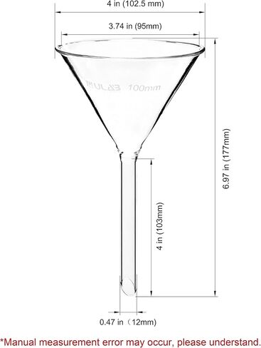 ULAB Scientific Glass Funnel Set, 1 of Each Size 50mm 75mm 100mm with Approx. 60° Angle, Short stem, UGF1009 in Kuwait