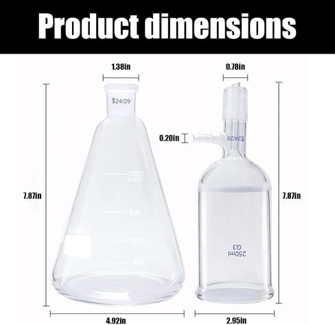G3 Buchner Funnel Filtering Kit, Suction Filtration Device, 1000ml Erlenmeyer Flask and 250ml Buchner Funnel, Borosilicate Glass Lab Vacuum Filtration Distillation Apparatus in Saudi Arabia