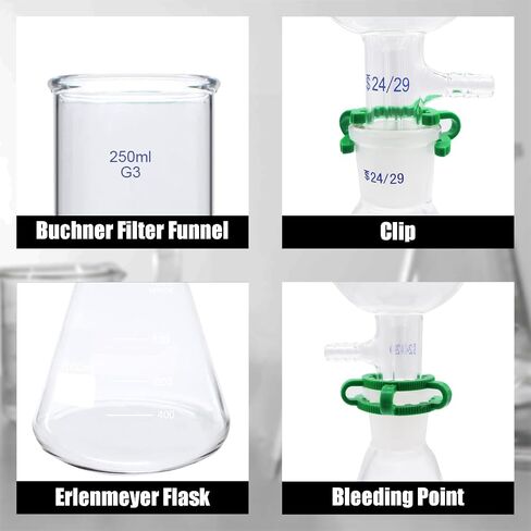G3 Buchner Funnel Filtering Kit, Suction Filtration Device, 1000ml Erlenmeyer Flask and 250ml Buchner Funnel, Borosilicate Glass Lab Vacuum Filtration Distillation Apparatus in Saudi Arabia