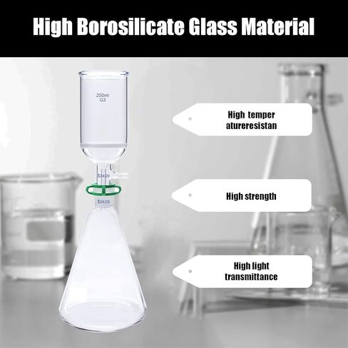 G3 Buchner Funnel Filtering Kit, Suction Filtration Device, 1000ml Erlenmeyer Flask and 250ml Buchner Funnel, Borosilicate Glass Lab Vacuum Filtration Distillation Apparatus in Saudi Arabia
