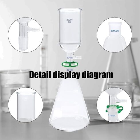 G3 Buchner Funnel Filtering Kit, Suction Filtration Device, 1000ml Erlenmeyer Flask and 250ml Buchner Funnel, Borosilicate Glass Lab Vacuum Filtration Distillation Apparatus in Saudi Arabia