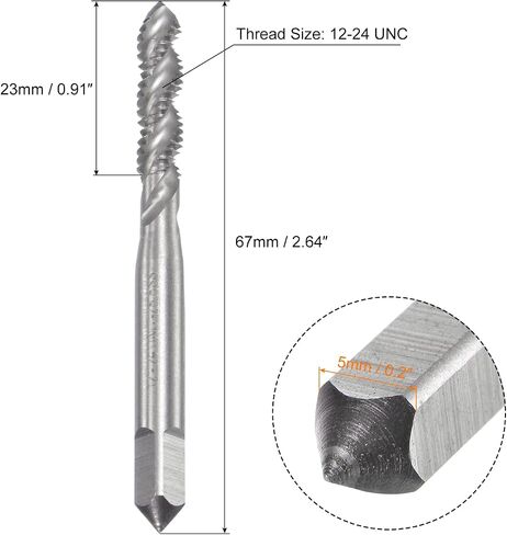 uxcell Spiral Flute Taps, 2-56 UNC 2B High Speed Steel (HSS) Uncoated Machine Thread Milling Threading Screw Tap 3 Flutes Tapping Tool 2pcs in Saudi Arabia