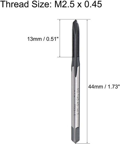 uxcell M3 x 0.5 صنبور لولبي ذو نقطة حلزونية، H2 عالي السرعة مطلي بـ TICN من الفولاذ، ساق مستديرة بنهاية مربعة، صنابير لولبية مترية لإصلاح خيط الميكانيكي، قطعتان in Saudi Arabia