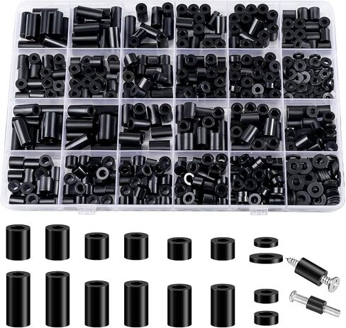 1150 Pcs Electrical Outlet Screws Spacers,Black Nylon Round Spacer ID 3.2mm﹠4.2mm,OD 7mm, 3mm 5mm 6mm 8mm 10mm 12mm 15mm Length,Suitable for M3 M4 Screws Hardware Spacer Bracket in Saudi Arabia
