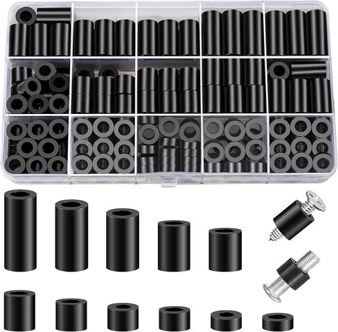 1150 Pcs Electrical Outlet Screws Spacers,Black Nylon Round Spacer ID 3.2mm﹠4.2mm,OD 7mm, 3mm 5mm 6mm 8mm 10mm 12mm 15mm Length,Suitable for M3 M4 Screws Hardware Spacer Bracket in Kuwait