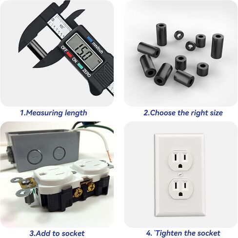 1150 Pcs Electrical Outlet Screws Spacers,Black Nylon Round Spacer ID 3.2mm﹠4.2mm,OD 7mm, 3mm 5mm 6mm 8mm 10mm 12mm 15mm Length,Suitable for M3 M4 Screws Hardware Spacer Bracket in Kuwait