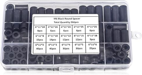 1150 Pcs Electrical Outlet Screws Spacers,Black Nylon Round Spacer ID 3.2mm﹠4.2mm,OD 7mm, 3mm 5mm 6mm 8mm 10mm 12mm 15mm Length,Suitable for M3 M4 Screws Hardware Spacer Bracket in Kuwait