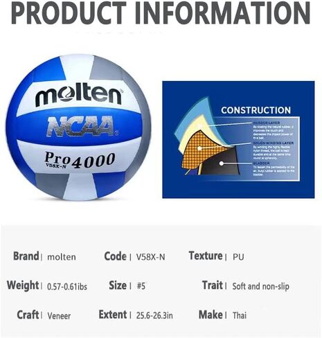 Molten Volleyball Pro4000 /Molten V58X-N Volleyball -National Collegiate Athletic Association Designated Volleyball Size 5 in Saudi Arabia