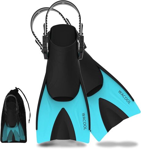 WACOOL Adult Short Light Adjustable Travel Size Fins Short Blade Fins Flippers for Snorkeling Diving Scuba Swimming Training in Saudi Arabia