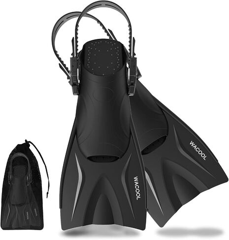 WACOOL Adult Short Light Adjustable Travel Size Fins Short Blade Fins Flippers for Snorkeling Diving Scuba Swimming Training in Saudi Arabia