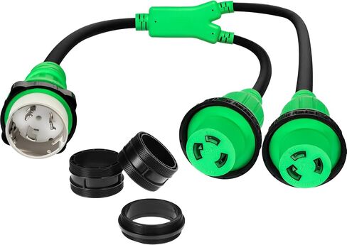 3FT Marine Boat Shore Power Adapter SS2-50P Male 50A Plug to (2) 30A L5–30R Female, 50 Amp 125/250V to L5-30R Y Splitter with Locking Ring and Collar in Saudi Arabia