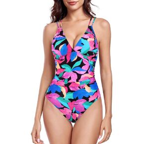 Ocean Blues Women's V-Neck One Piece Swimsuit Tummy Control One Piece Bathing Suit in Kuwait