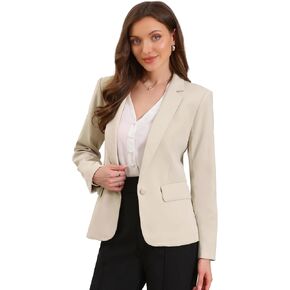 Allegra K Blazers for Women Business Casual Long Sleeve One Button Pockets Suit Jackets Work Office Blazer with Shoulder Pads in Kuwait