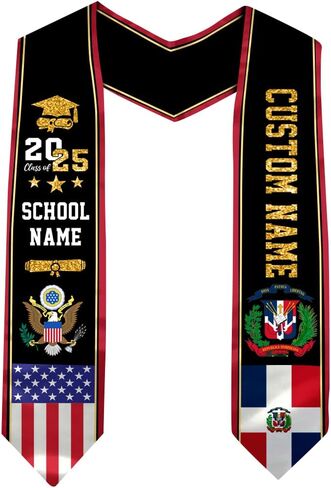 Dominican Sash Graduation, Personalized Dominican Graduation Stole 2025, Dominican Republic Graduation Stole in Kuwait
