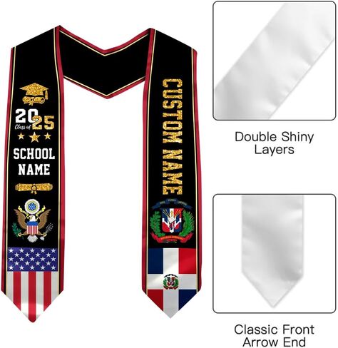 Dominican Sash Graduation, Personalized Dominican Graduation Stole 2025, Dominican Republic Graduation Stole in Kuwait