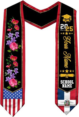 Dominican Sash Graduation, Personalized Dominican Graduation Stole 2025, Dominican Republic Graduation Stole in Kuwait