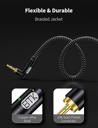 EMK RCA Y Splitter 4Ft/1.2M- Bi-Directional 1 Male to 2 Male Subwoofer/Coaxial RCA Audio Cable [Double Shielding] for Home Theater, AV Receiver, Amplifier - Silver in Kuwait