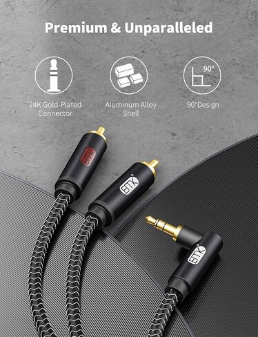 EMK RCA Y Splitter 4Ft/1.2M- Bi-Directional 1 Male to 2 Male Subwoofer/Coaxial RCA Audio Cable [Double Shielding] for Home Theater, AV Receiver, Amplifier - Silver in Kuwait