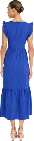 Maggy London Women's V-Neck Ruffle Details Cotton Poplin Maxi Dress in Saudi Arabia